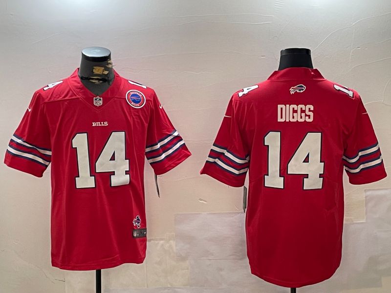 Men Buffalo Bills 14 Diggs Red Second generation 2024 Nike Limited NFL Jersey style 2